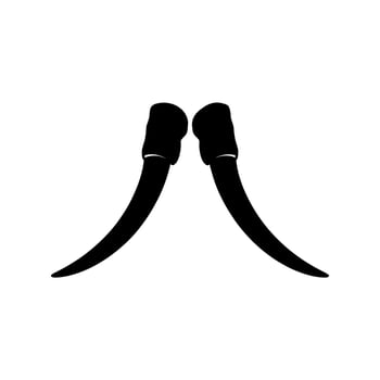 Black Silhouette of Two Curved Animal Claws or Fangs on White sharp vector