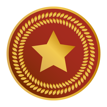gold red star badge png