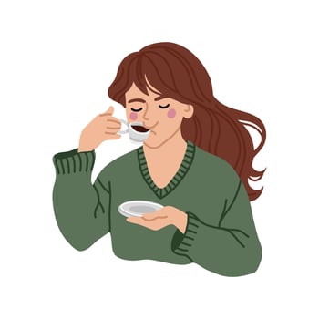 Hand Drawn Woman Enjoying Coffee vector