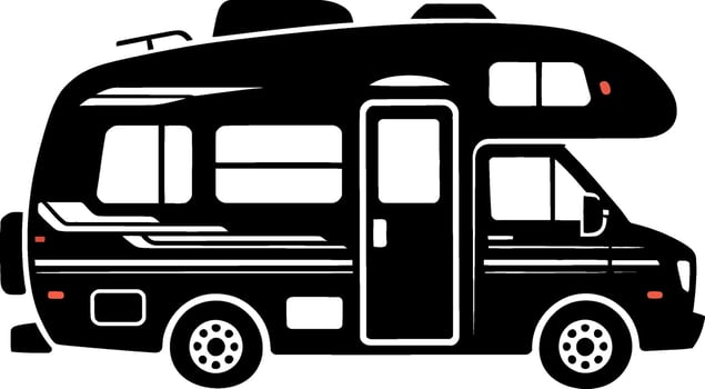 Black R V camper van with white accents and orange marker lights motorhome travel vector
