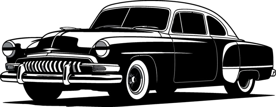 Black vintage coupe car with chrome grille and whitewall tires vintage car classic car vector