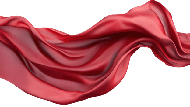 Soft red silk drapes gracefully, highlighting its smooth texture and fluid movement against a neutral backdrop png