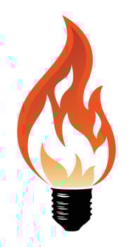 Lamp with fire. vector