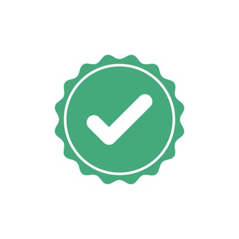 Simple Line Decorative green Check Mark Checklist Badge Sticker Template vector