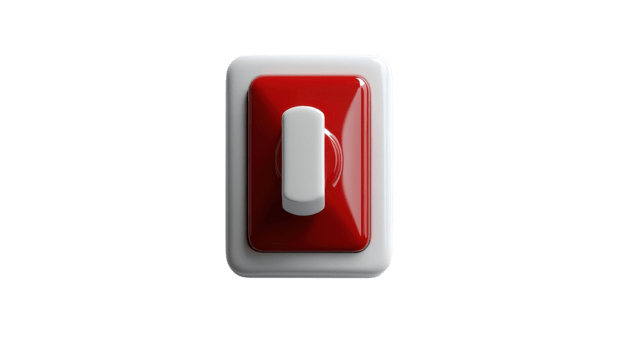 A red and white light switch on a black background png