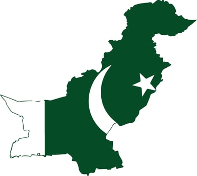 pakistan map green and white vector