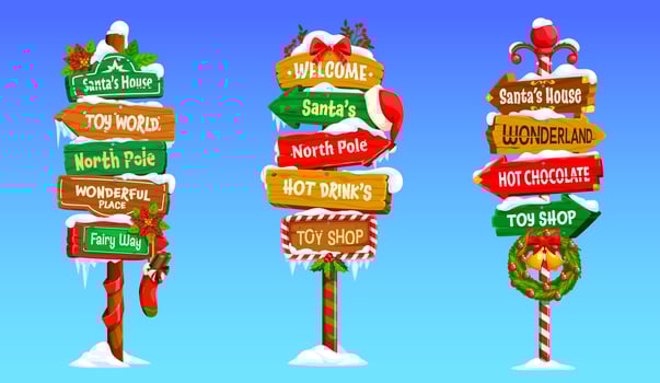 Christmas signposts at the North Pole vector