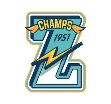 Varsity sport patch with letter z, champs emblem vector