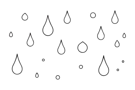 Simple hand drawn raindrops falling against white background vector