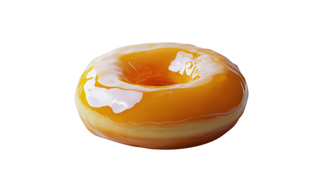 Delicious glazed donut with a shiny golden surface, perfect for breakfast or a sweet treat png