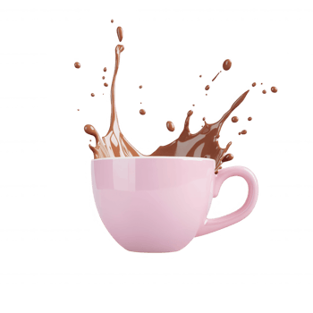 3d icon Coffee or tea splashing from white cup on background, perfect transparent for breakfast and morning concepts png