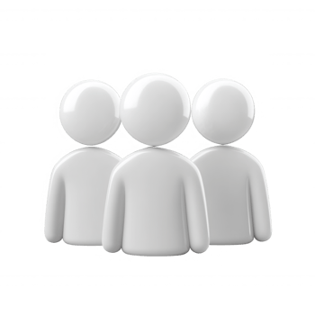 3d unity, user Three white abstract figures standing together, symbolizing teamwork and icon isolated on a transparent background for versatile use png