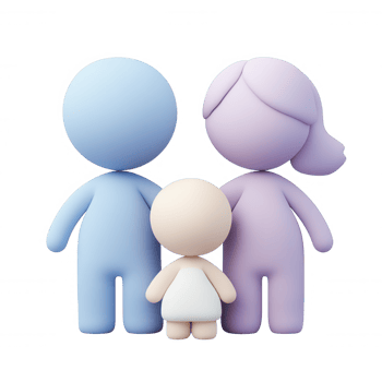 Family background embracing, smiling warmly, standing close together in members 3d icon user against transparent minimalist png