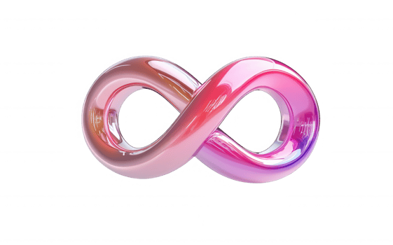 3d icon Glossy white infinity symbol floating on a transparent and representing limitless possibilities background, eternal concepts png