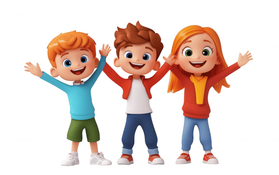 3d icon spirit Cheerful students leaping skyward, arms raised, radiating school user against transparent background png