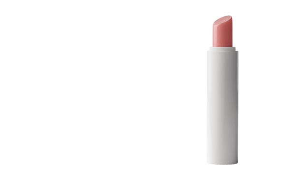 A soft pink lipstick stands upright against a clean white background, showcasing its smooth texture and sleek packaging png