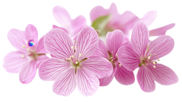 Pink flowers with intricate petal structures showcase their beauty in a tranquil arrangement, evoking a sense of calm png