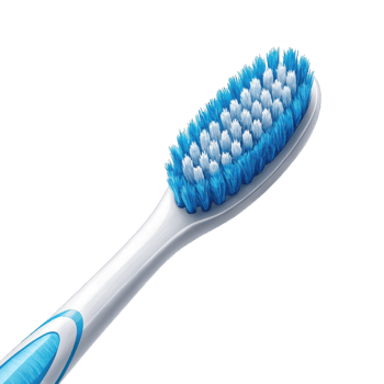 Close up of a blue and white toothbrush isolated on transparent background png