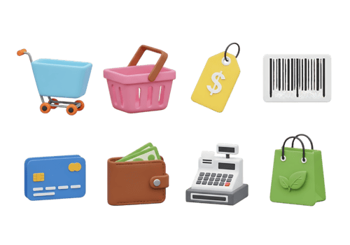 Shopping Icons Collection isolated on a transparent background png