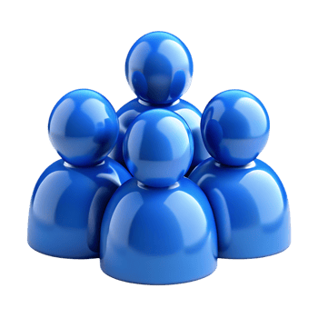Stylized glossy blue figures group png