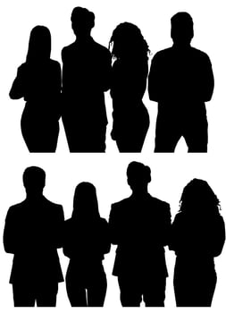 people business silhouette half people isolated vector