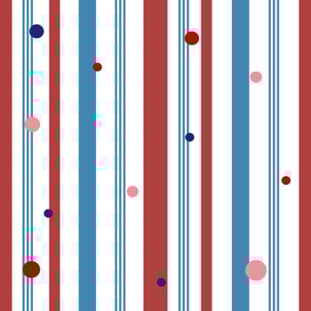 Seamless pattern with red and navy vertical stripes and polka dots vector