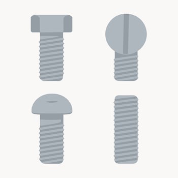 Flat Design Assorted Bolt Shape Illustration Mechanical Part Icon vector