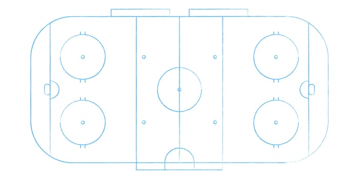 Top view of ice hockey field with markings. Realistic stadium layout for winter sport match and competition. Arena rink background for training, tournament or championship concept. vector