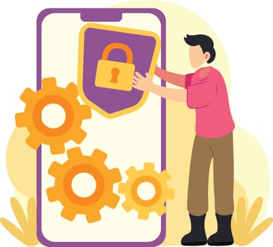 Mobile security setup illustration vector