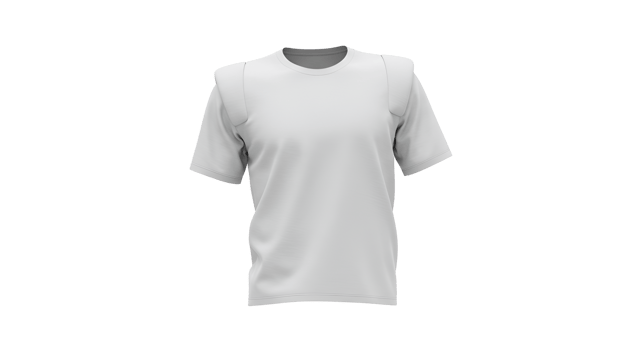 3D rendered plain white t-shirt with futuristic shoulder protection and design concept png