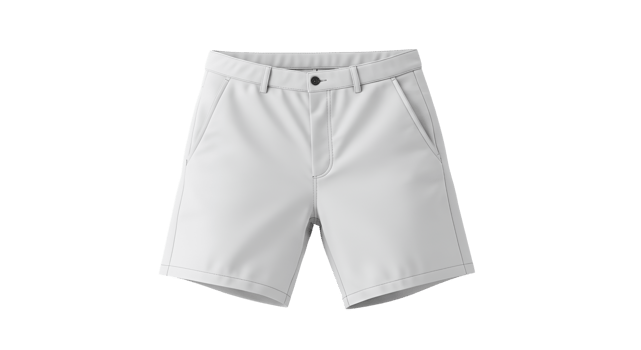 Clean white shorts on a transparent background ready for your summer or casual wear designs and apparel projects. png