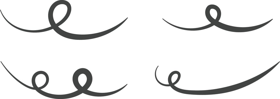 Swoos and Swoop Underline. brush scribble underline. Flourishes and swoop vintage design. Curve paint tails. Marker pen line highlight swoosh strokes. vector