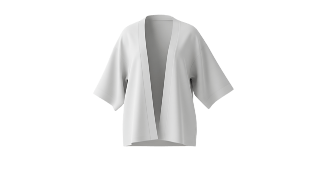 Showcase the elegance of a simple white kimono on a transparent background, perfect for fashion design mockups and apparel presentations. png