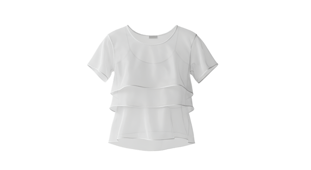 Elegant white layered top on transparent background offers versatile style for fashion designs and creative projects. png