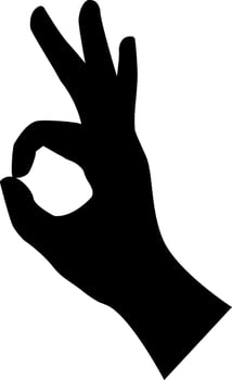 Silhouette of a hand showing OK gesture. Silhouette of a hand with fingers folded in an Okay gesture. vector