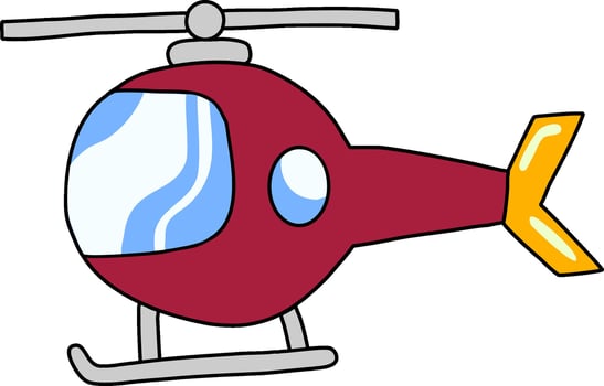 Cartoon Red Helicopter with Blue Windows vector