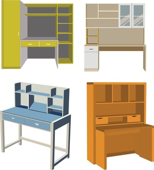 Stylish office desks for modern workspaces vector