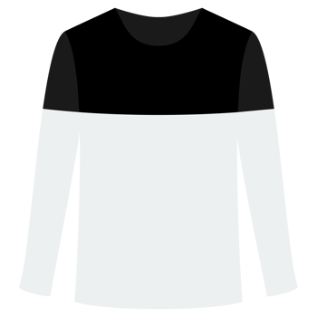 Black and white long sleeve t shirt on transparent background png