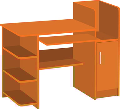 Modern orange computer desk perfect for home office or study space furniture design concept vector