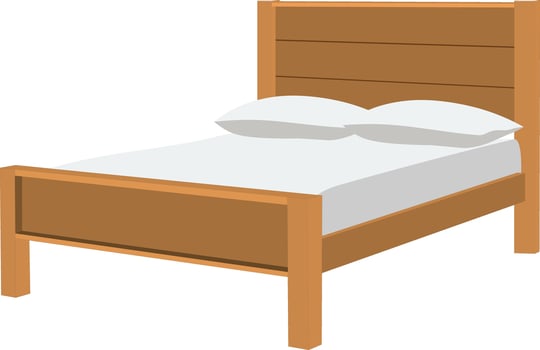 Relaxing wooden bed with soft pillows invites restful sleep for a good night's rest and sweet dreams vector