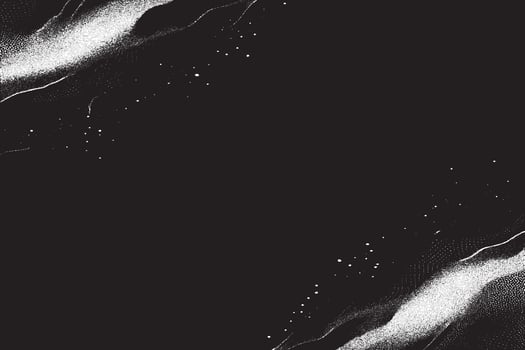 Minimalist black abstract background featuring white halftone gradient dot textures. Perfect for posters, digital designs, or stylish modern layouts needing contrast and depth. vector
