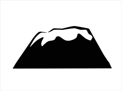A mountain icon in black and white on a white background vector