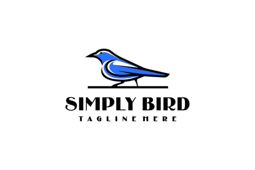 Outline Bird Nature Wildlife Animal Blue Colored vector