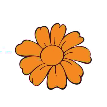 Orange flower black line on a white background vector
