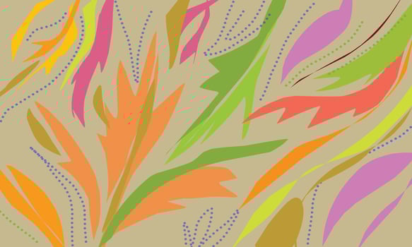 A colorful abstract pattern with leaves and flowers vector