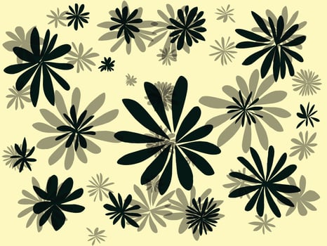 A black and white floral design on a yellow background vector
