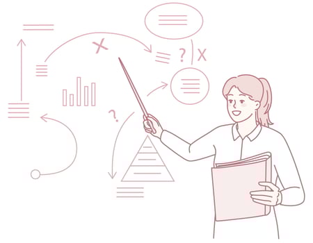 Teacher explaining concepts with visual aids vector