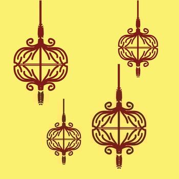 Chinese lanterns on yellow background vector