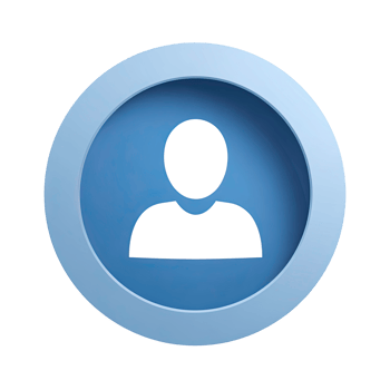 Simple blue user profile icon with white silhouette isolated on transparent background png