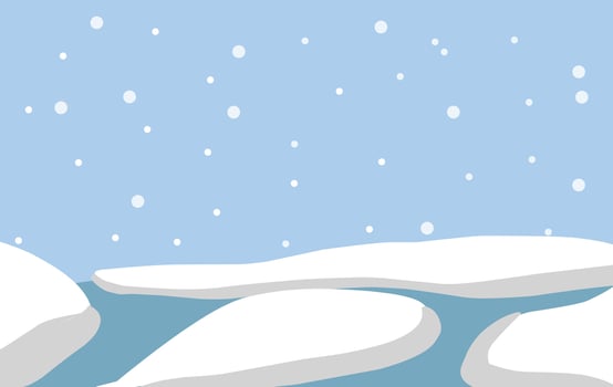A cartoon illustration of a snowy landscape vector